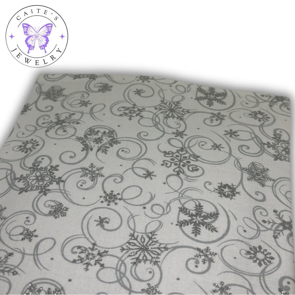Handmade Small Book/Kindle Sleeve with a Glitter Gray Snowflake Fabric